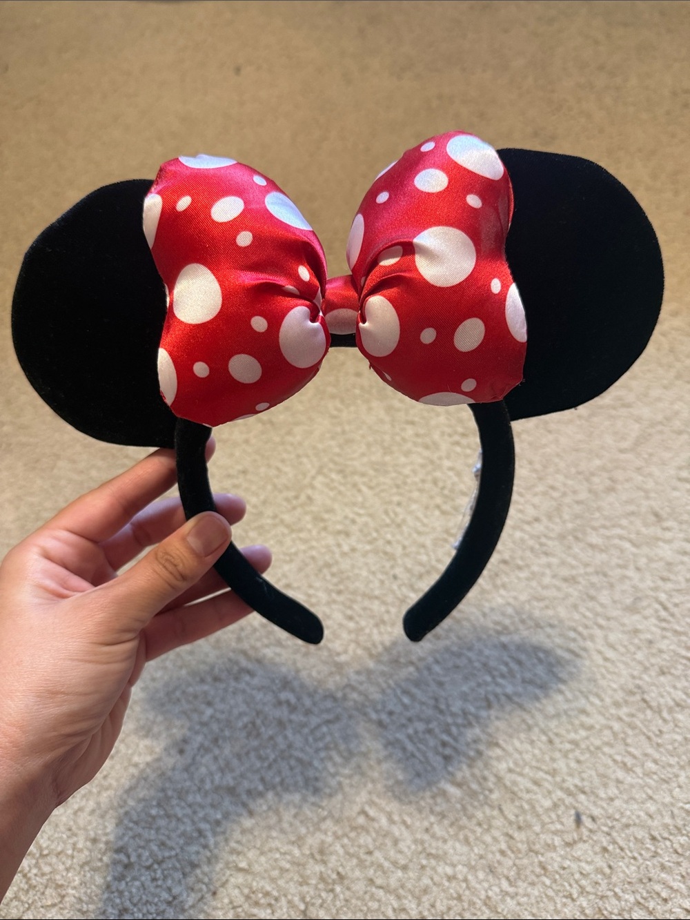 Minnie Mouse Ears Headband with Red Polka Dot Bow